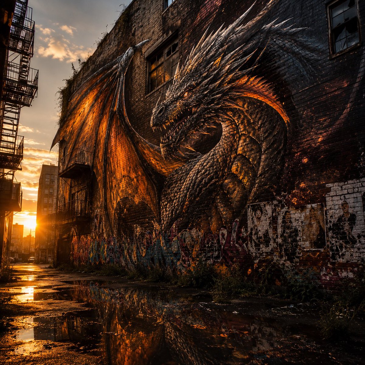 Living Dragon Mural in Sunset Alley preview image
