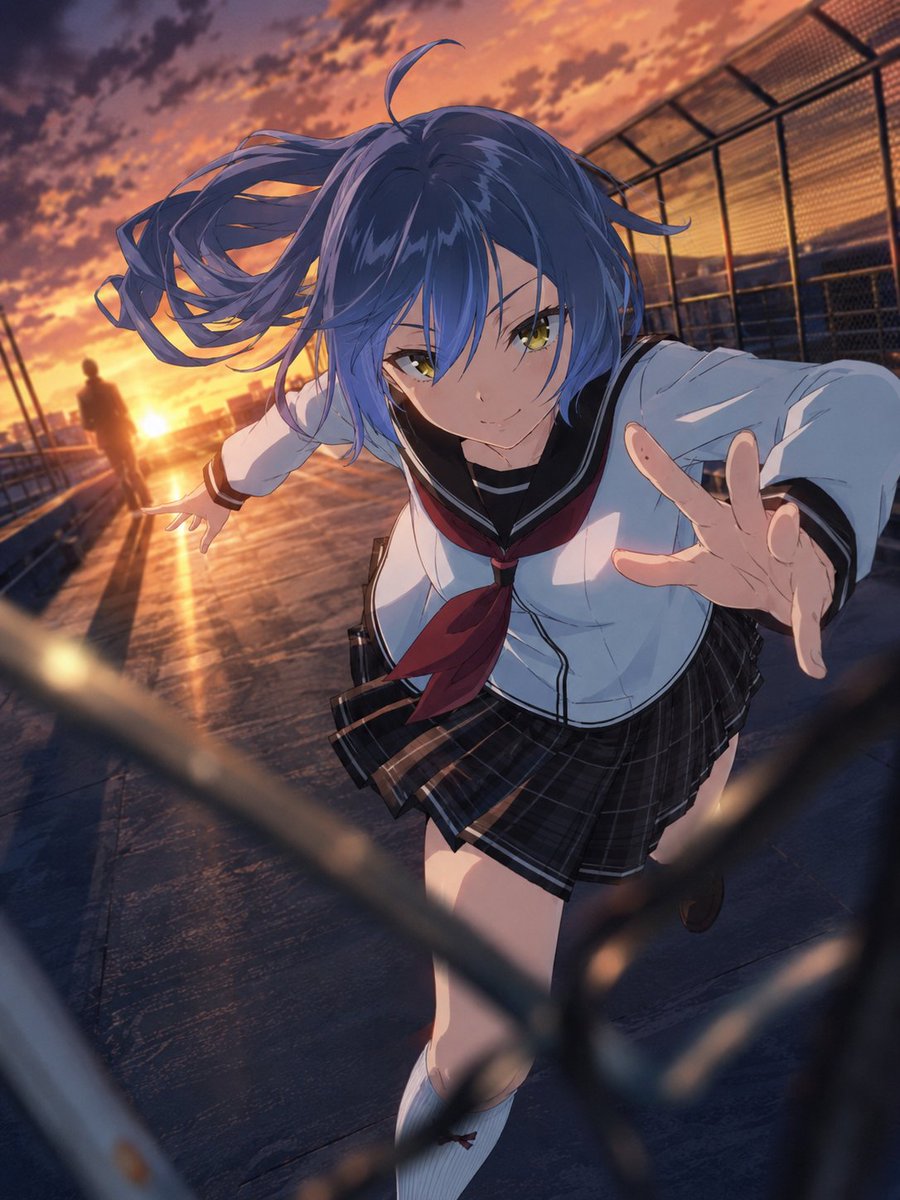 Dynamic Anime Rooftop Action Scene preview image
