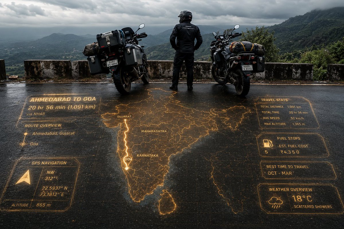 Adventure Motorcyclist with Holographic HUD preview image