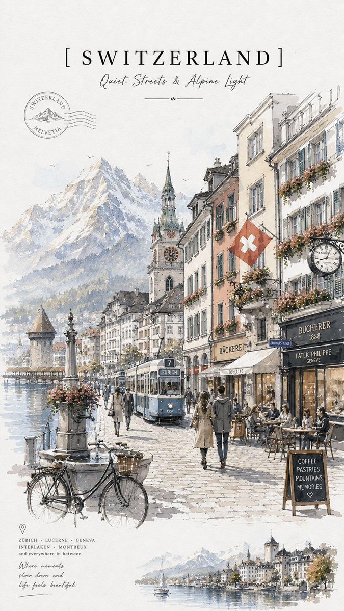 Vintage Watercolor Travel Posters preview image
