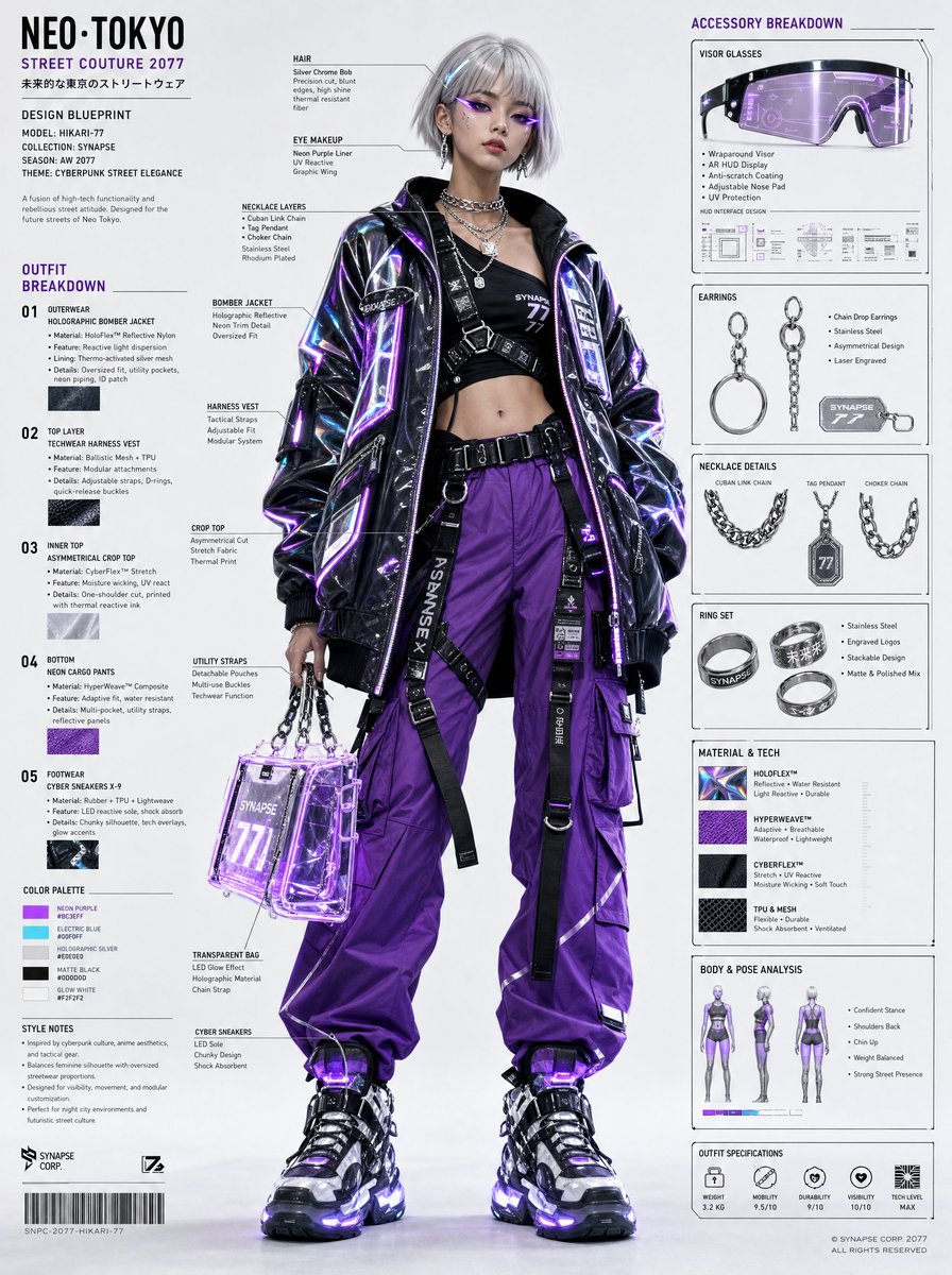 Cyberpunk Fashion Blueprint Sheet preview image