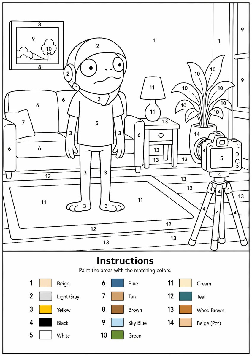 Paint-by-Numbers Living Room Worksheet preview image