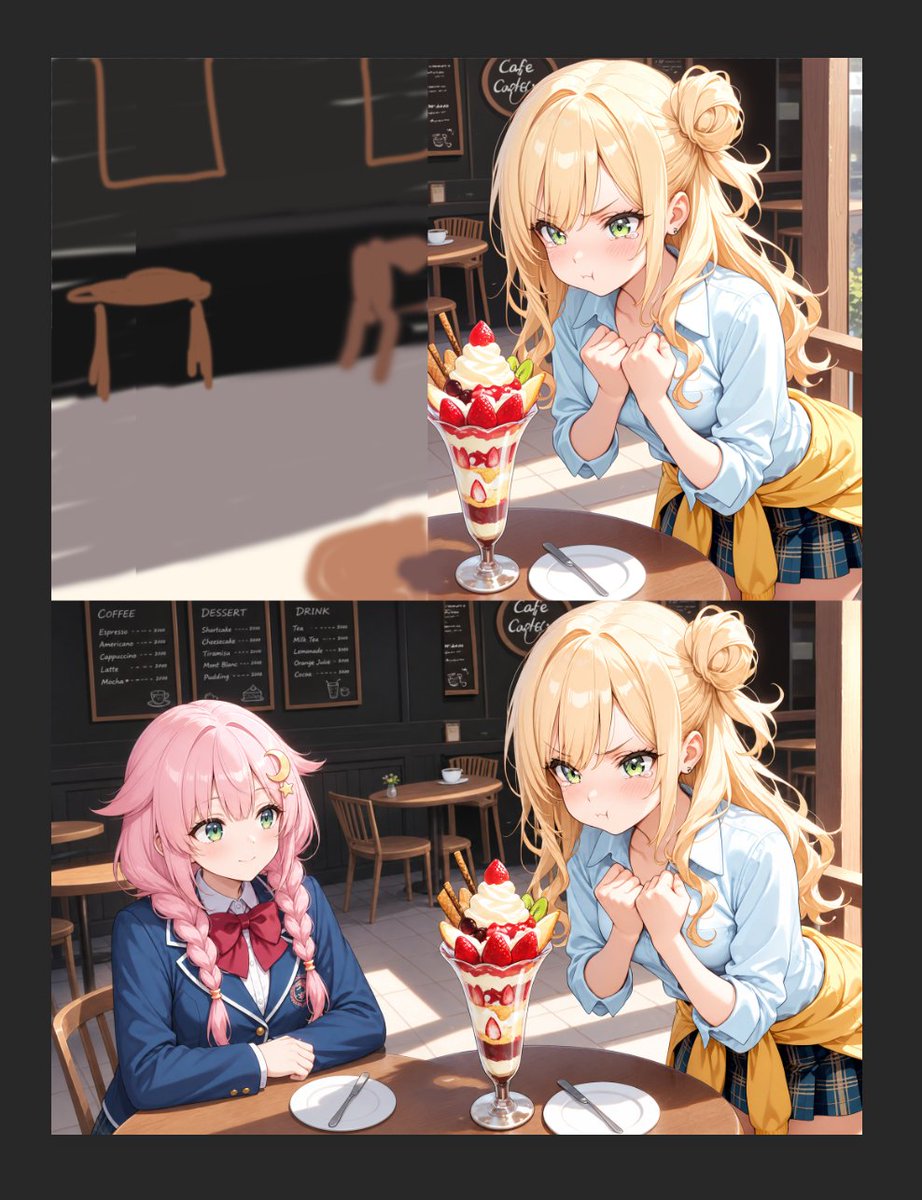 Anime Cafe Two-Panel Comparison preview image