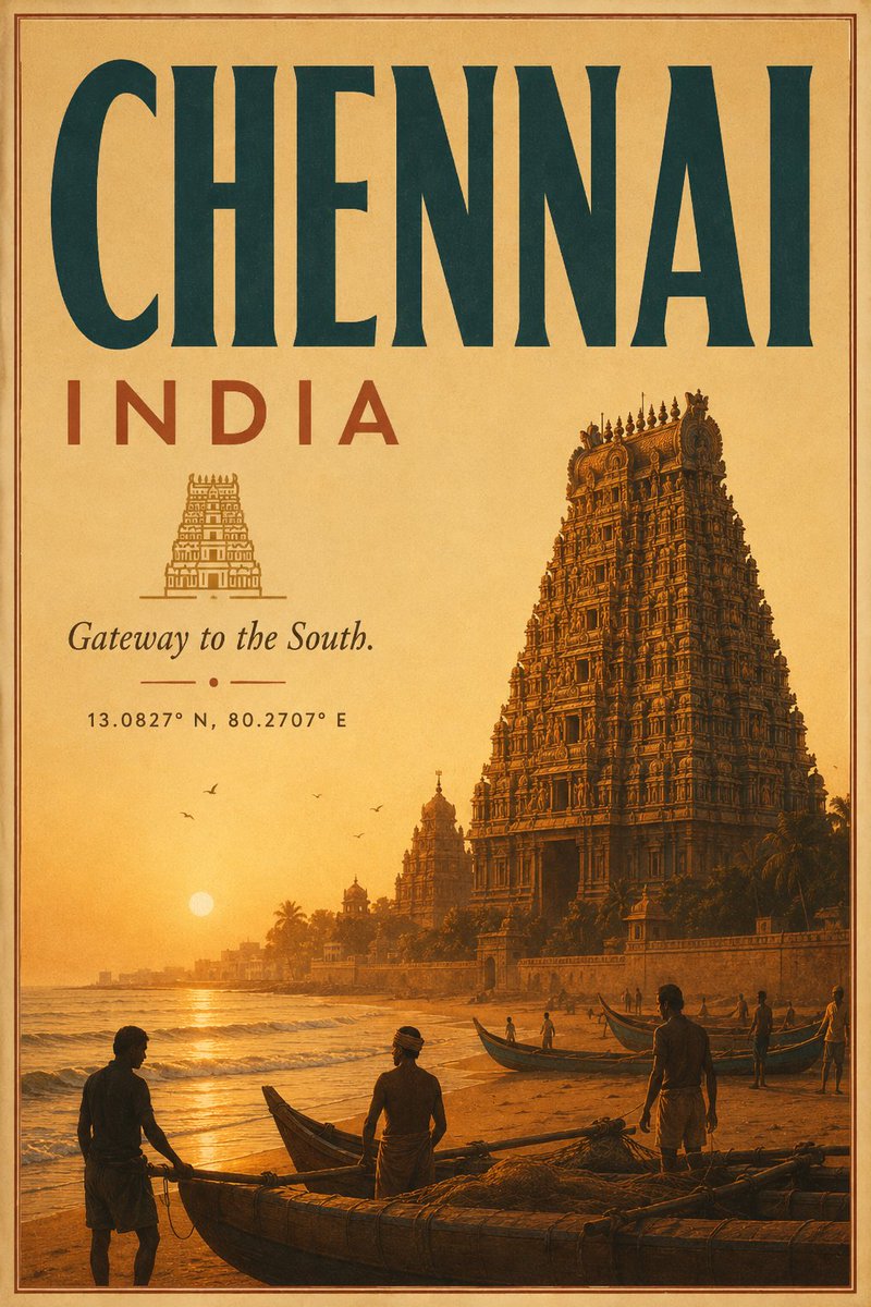 Vintage Chennai Travel Poster preview image