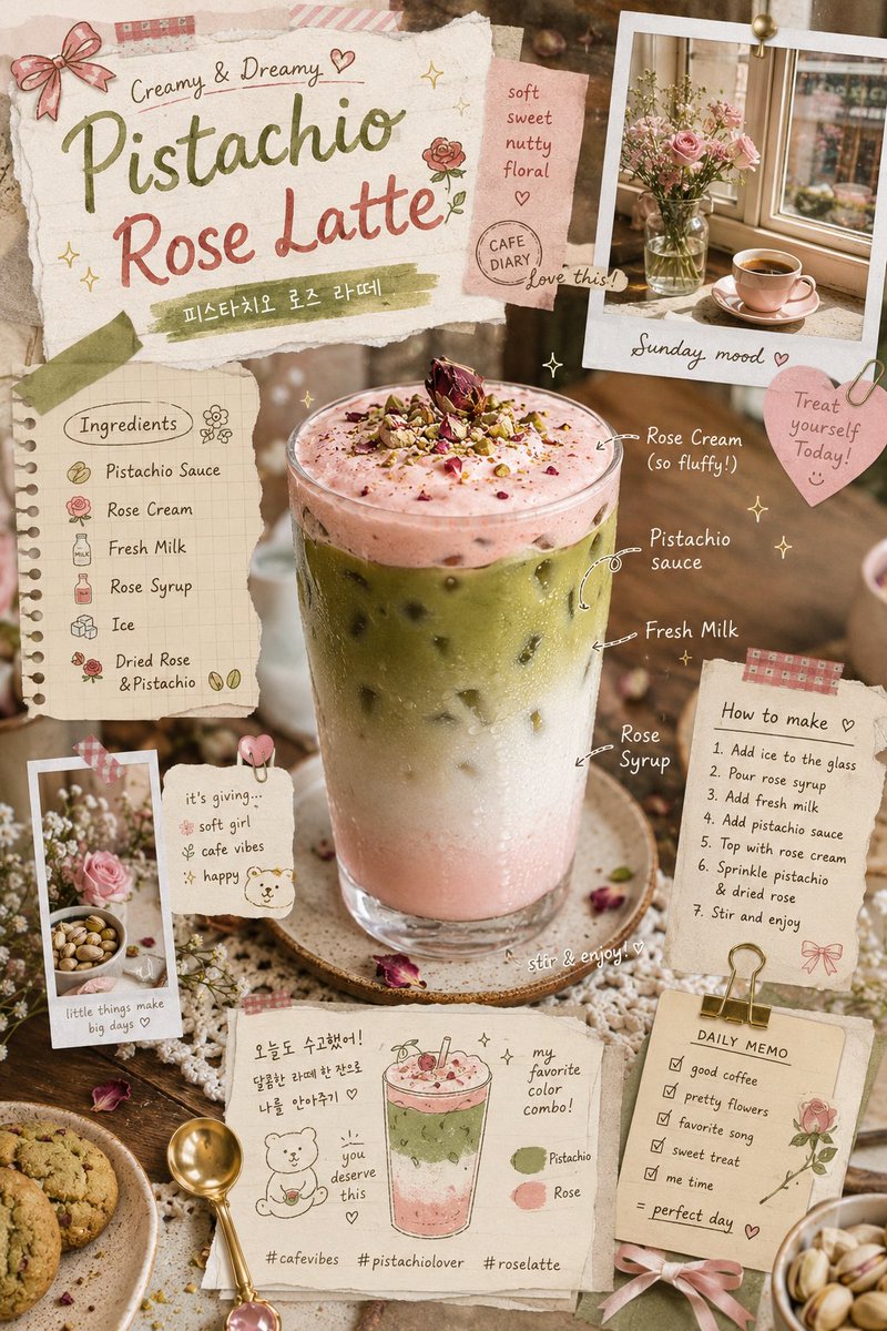 Pistachio Rose Latte Scrapbook Poster preview image