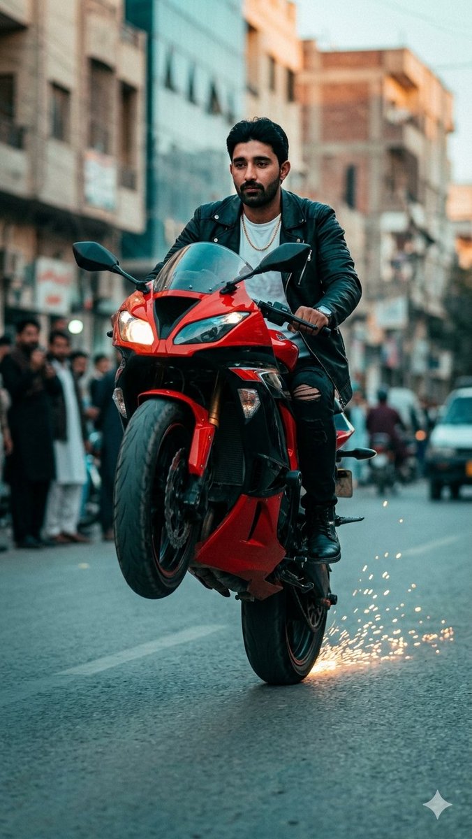 Sport Motorcycle Wheelie Street Photo preview image
