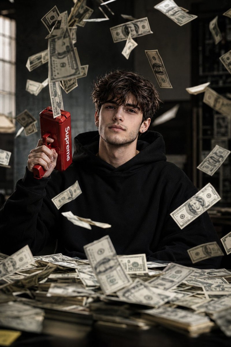 Cinematic Raining Money Portrait preview image