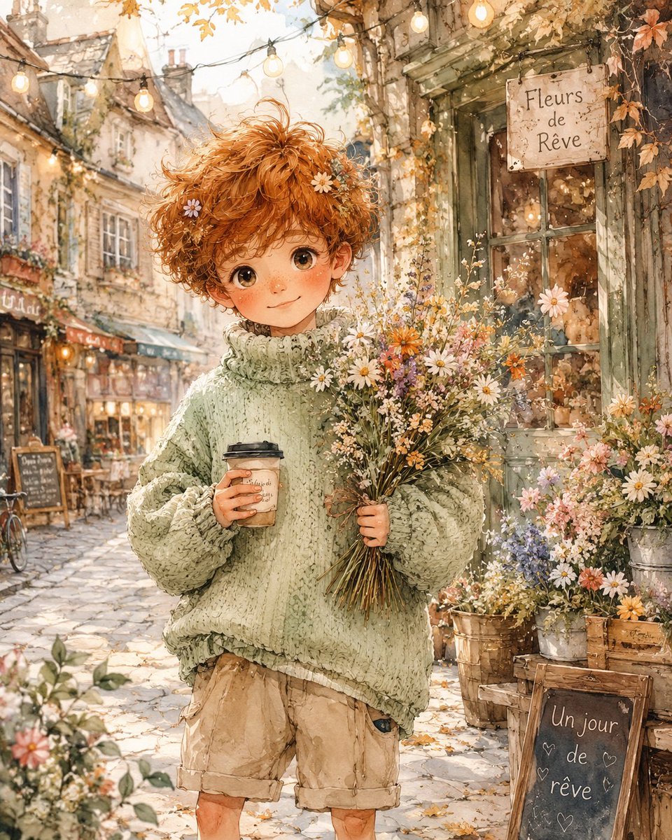 Dreamy Watercolor Boy Illustration preview image