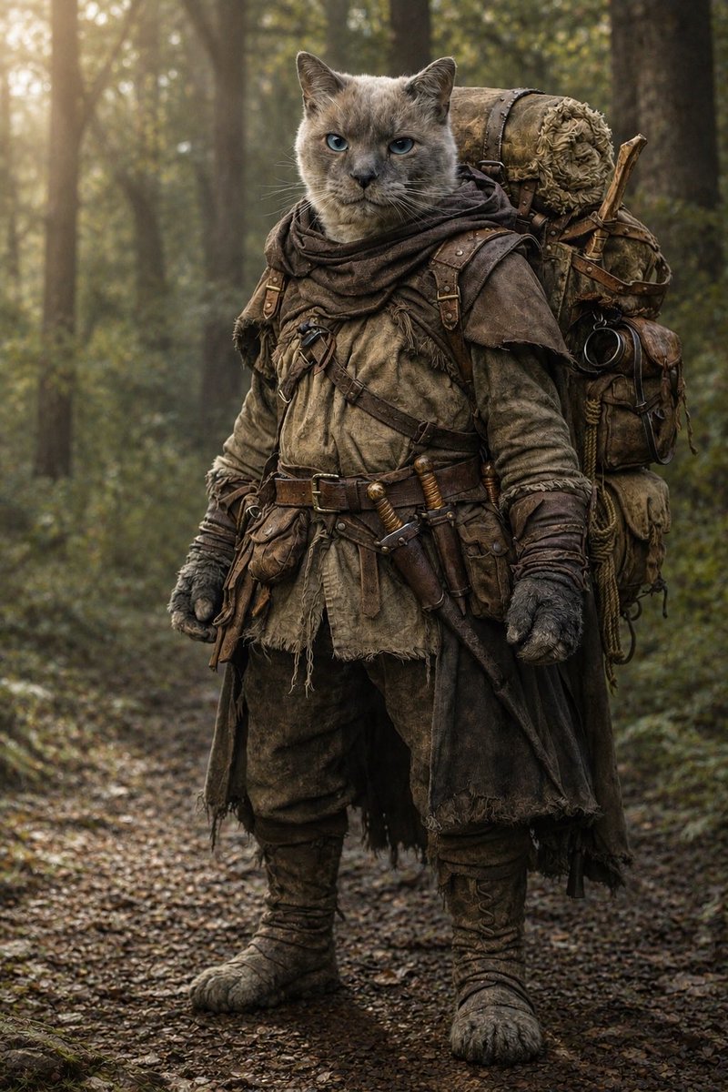 Realistic Cat Ranger in Forest preview image