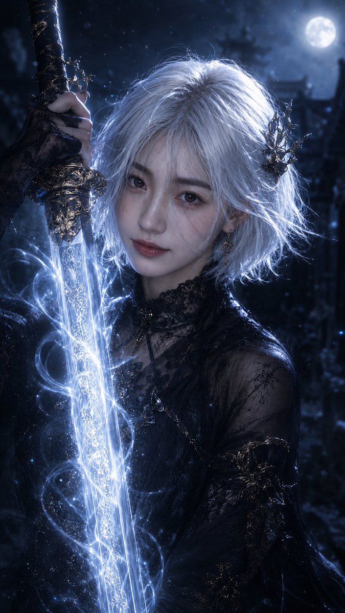 Moonlit Dark Fantasy Sword Maiden preview image