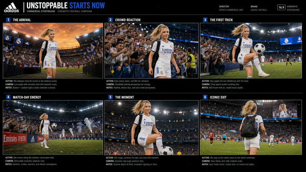 Cinematic Football Commercial Storyboard preview image