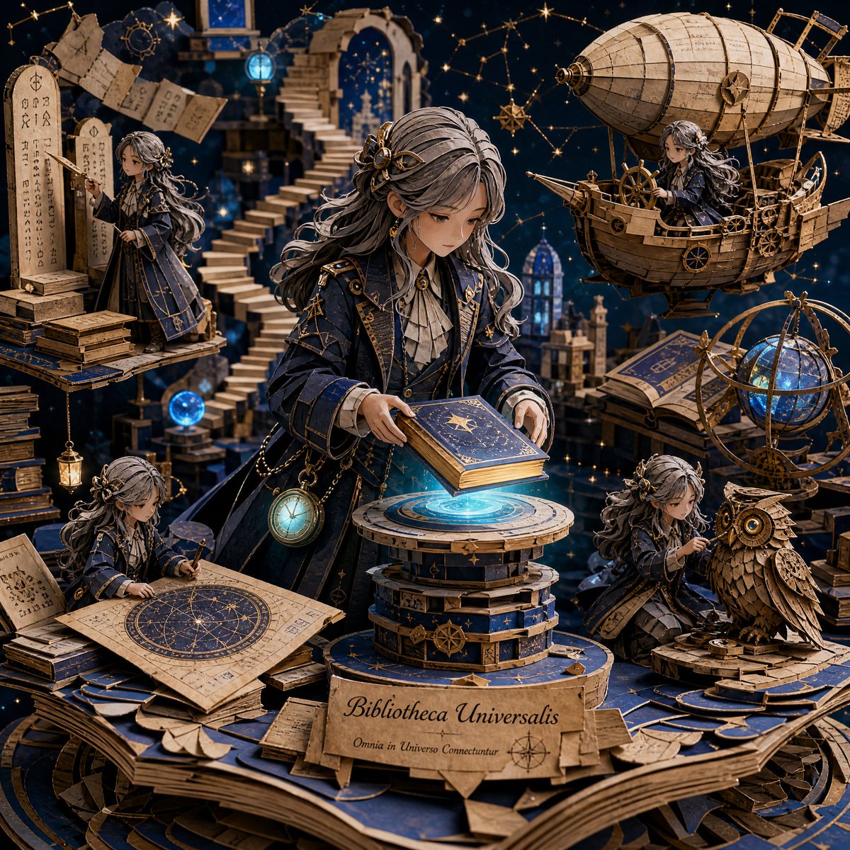 3D Papercraft Cosmic Library Diorama preview image