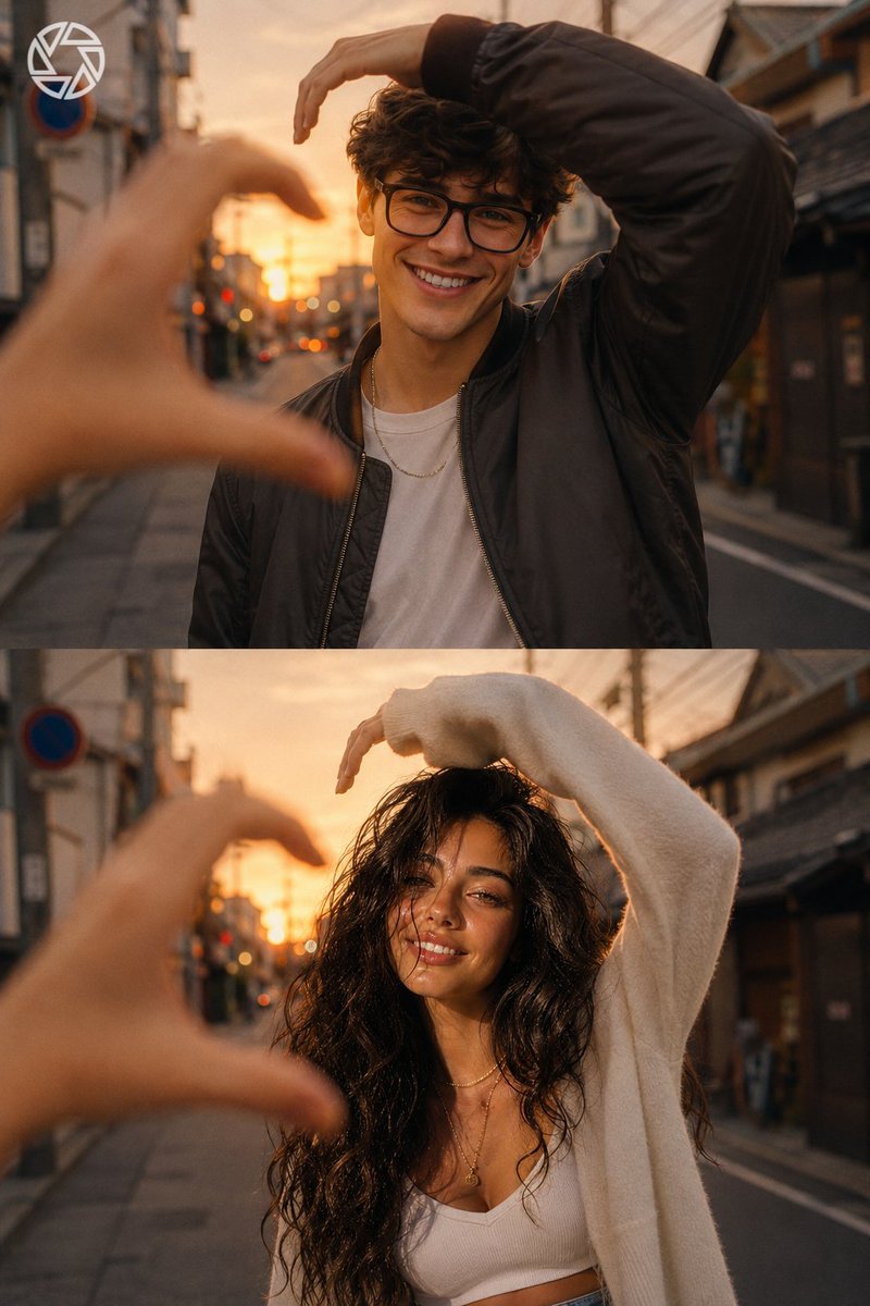 Cinematic Sunset Heart-Pose Collage preview image