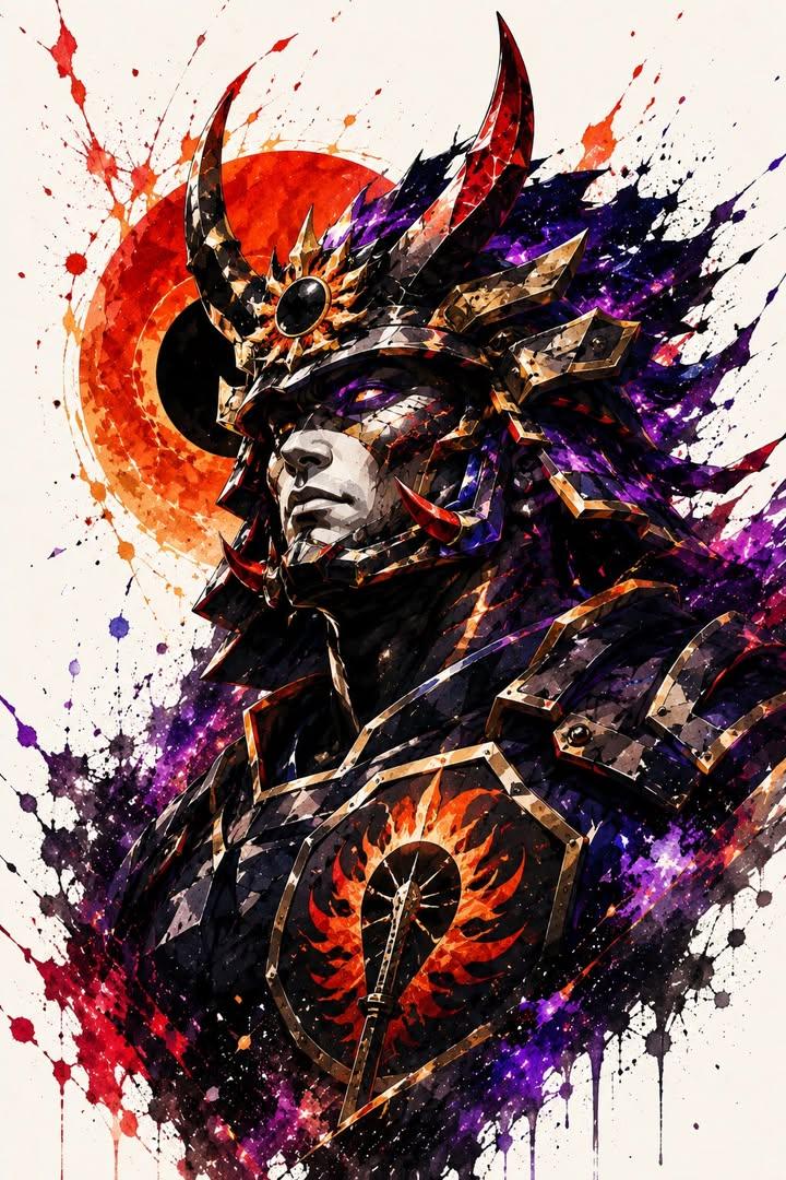 Samurai Warrior Watercolor Portrait preview image