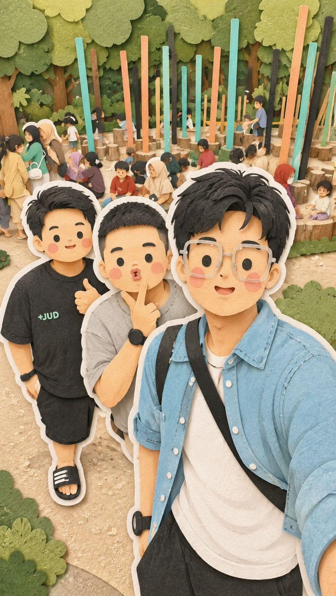 Kawaii Family Travel Paper-Cut Collage preview image