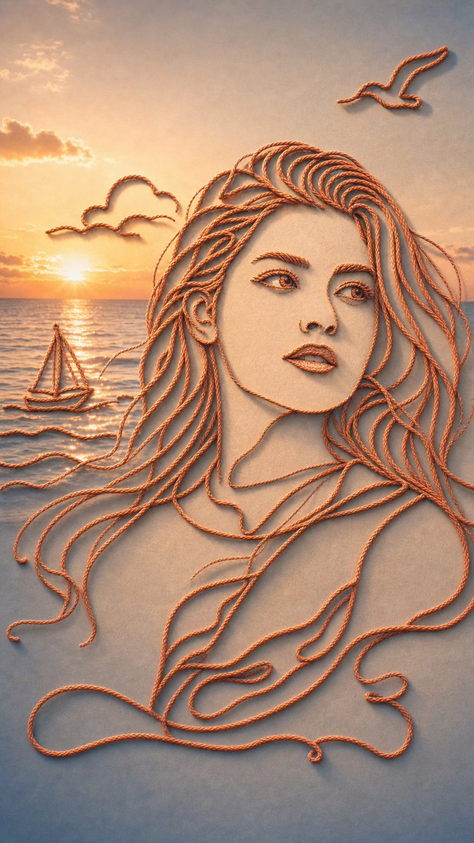 Minimalist Rope Line Art Portrait preview image