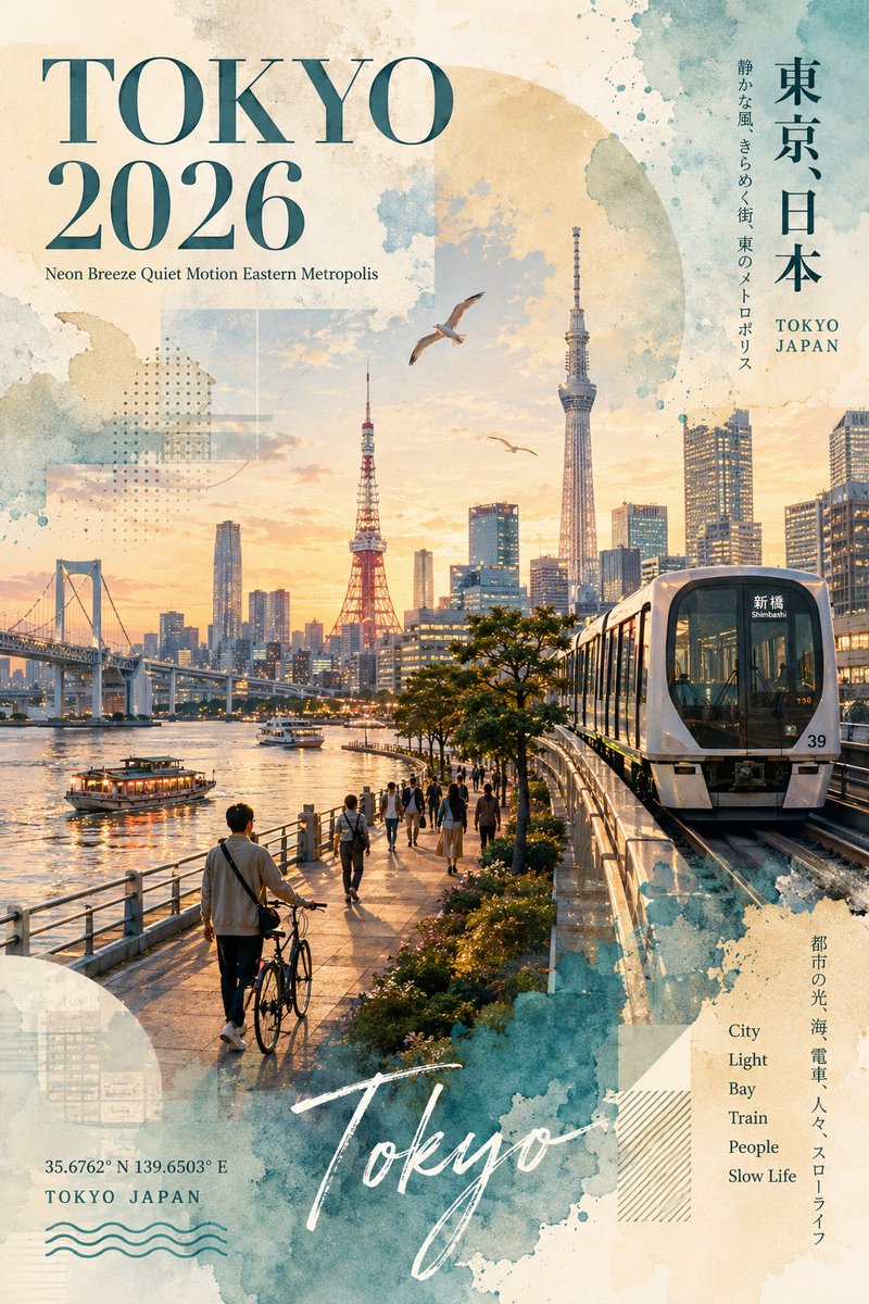 Tokyo Watercolor Travel Poster preview image