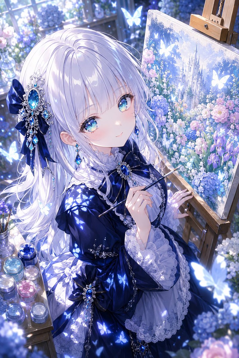 Anime Fantasy Painter in Blue Atelier preview image