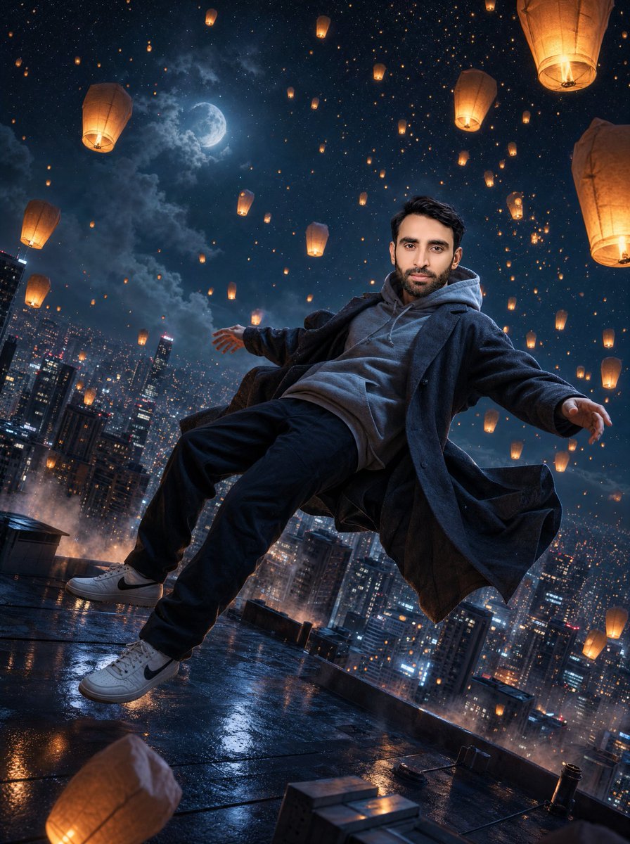 Floating Man Above Lantern City preview image