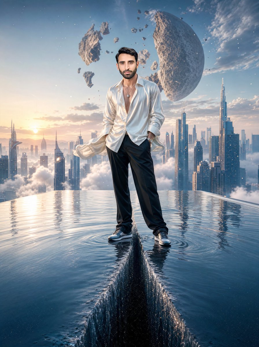 Surreal Rooftop Infinity Pool Portrait preview image