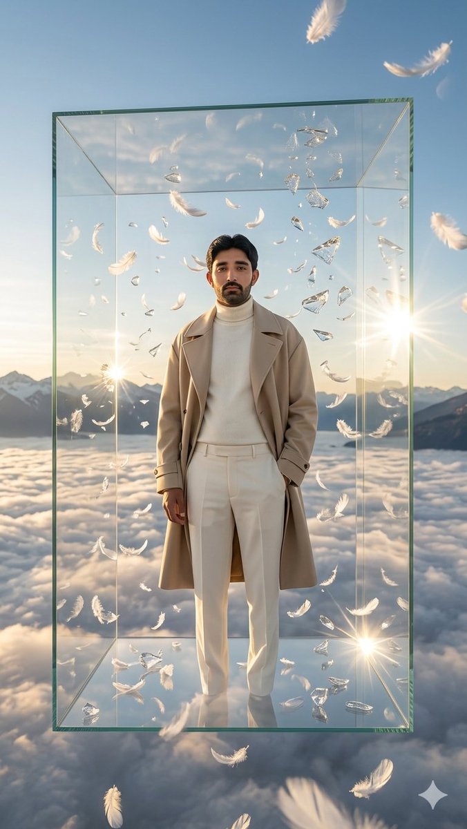 Man in Floating Glass Cube preview image