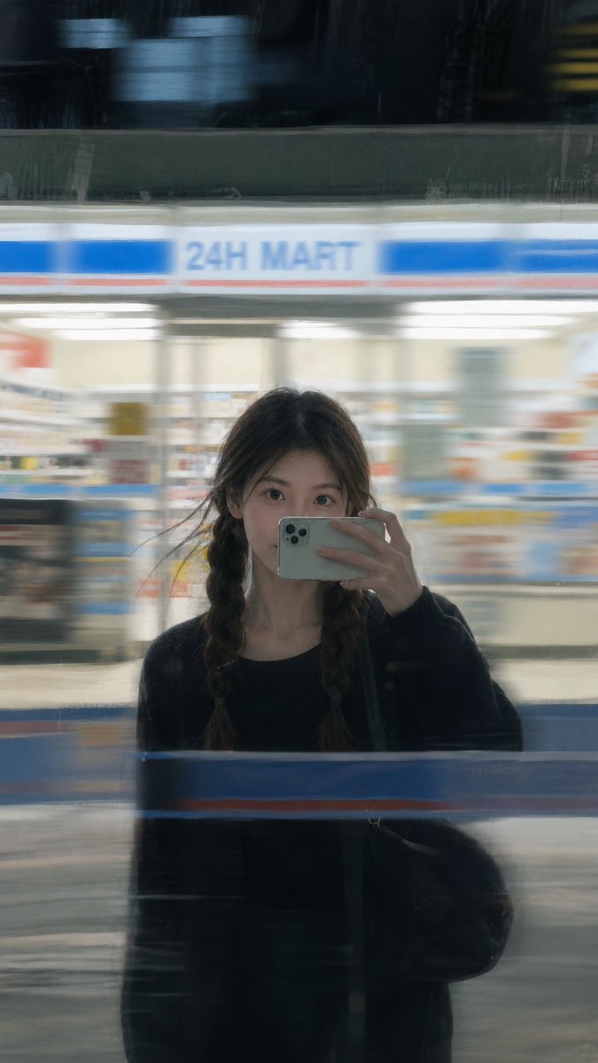 Moody Night Window Reflection Selfie preview image