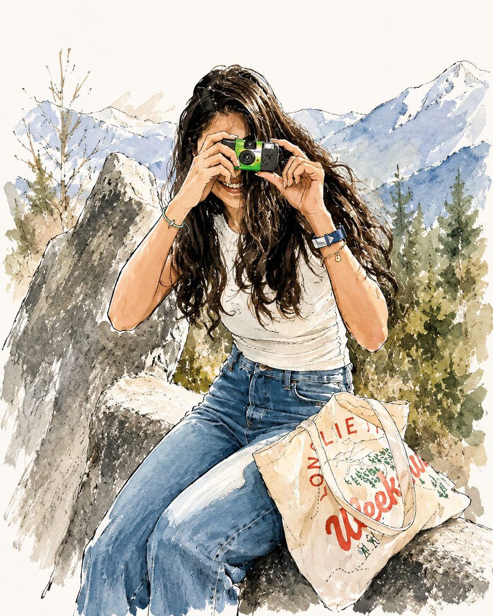 Watercolor Fashion Travel Illustration preview image