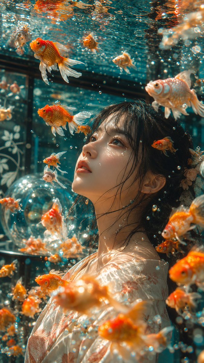 Japanese Goldfish Aquarium Portrait preview image