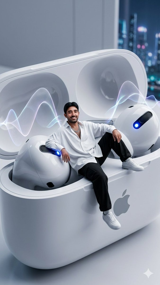 Miniature Man in Giant AirPods Ad preview image