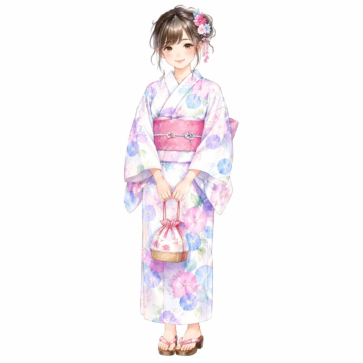 Pastel Floral Yukata Girl preview image