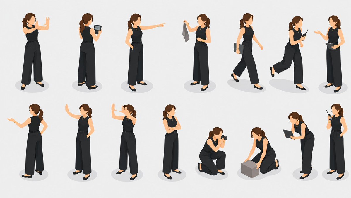 Isometric Businesswoman Pose Sheet preview image