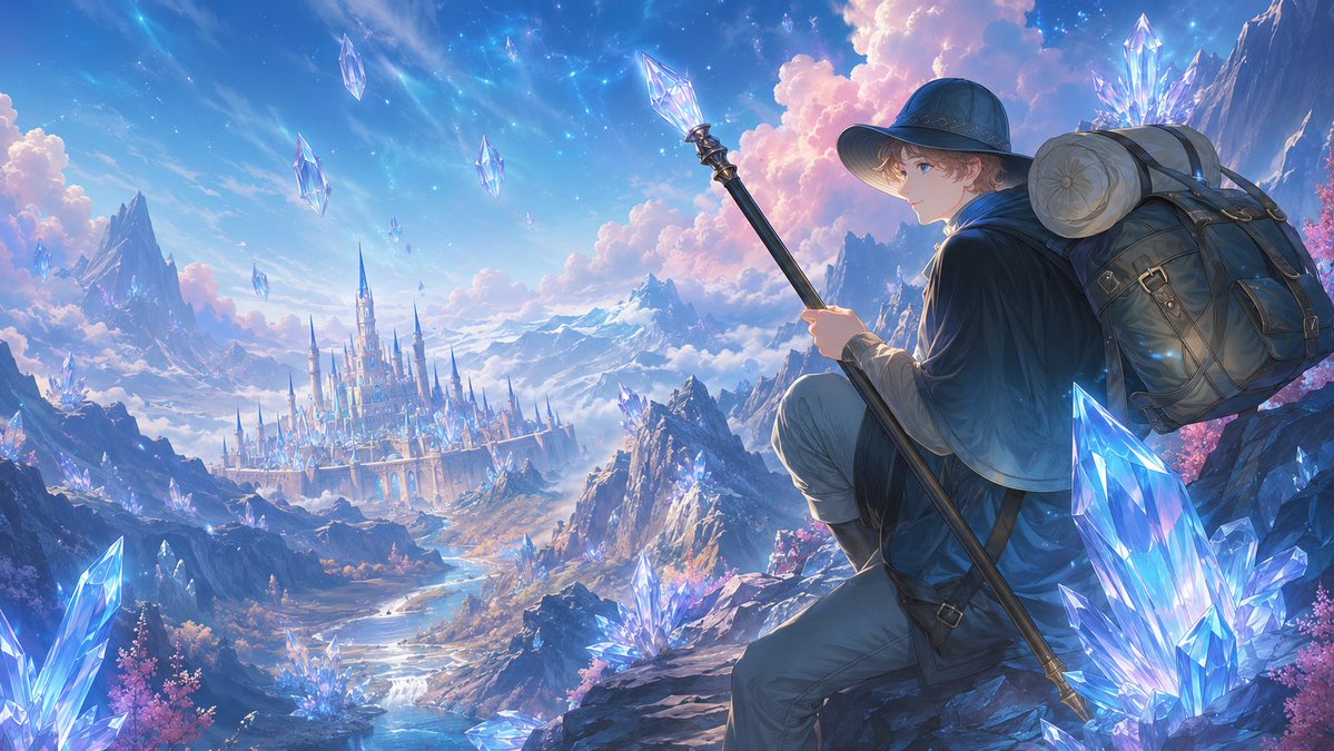 Traveler Over Crystal Mountain Valley preview image