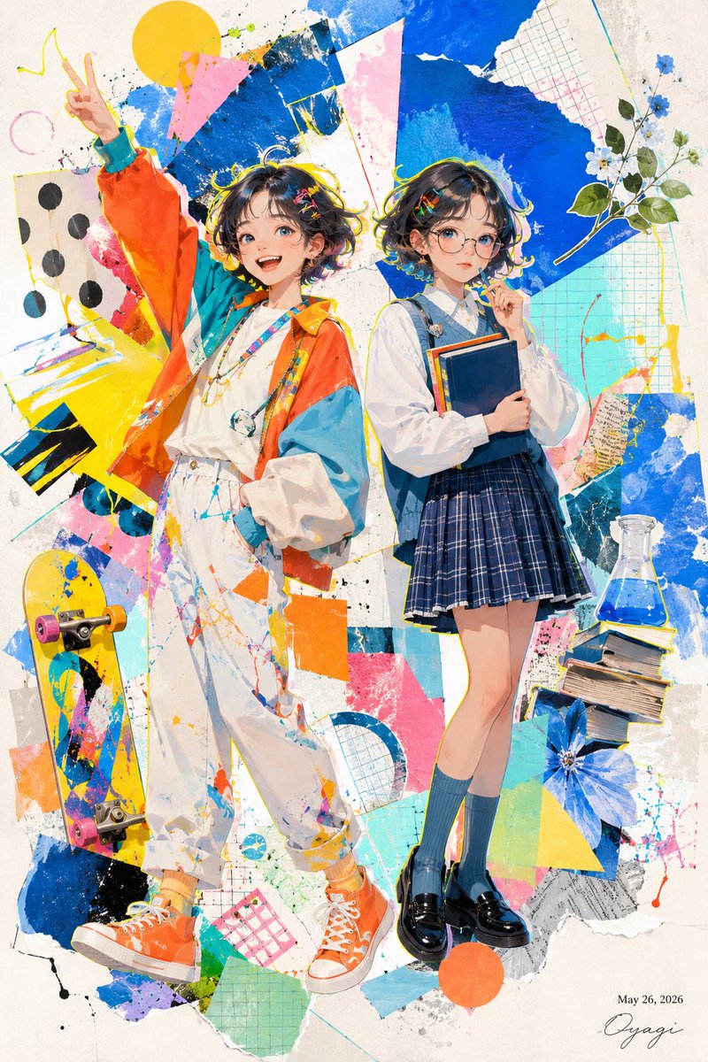 Colorful Anime Twin Poster preview image