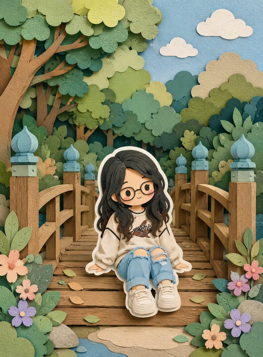 3D Layered Paper-Cut Chibi Art preview image