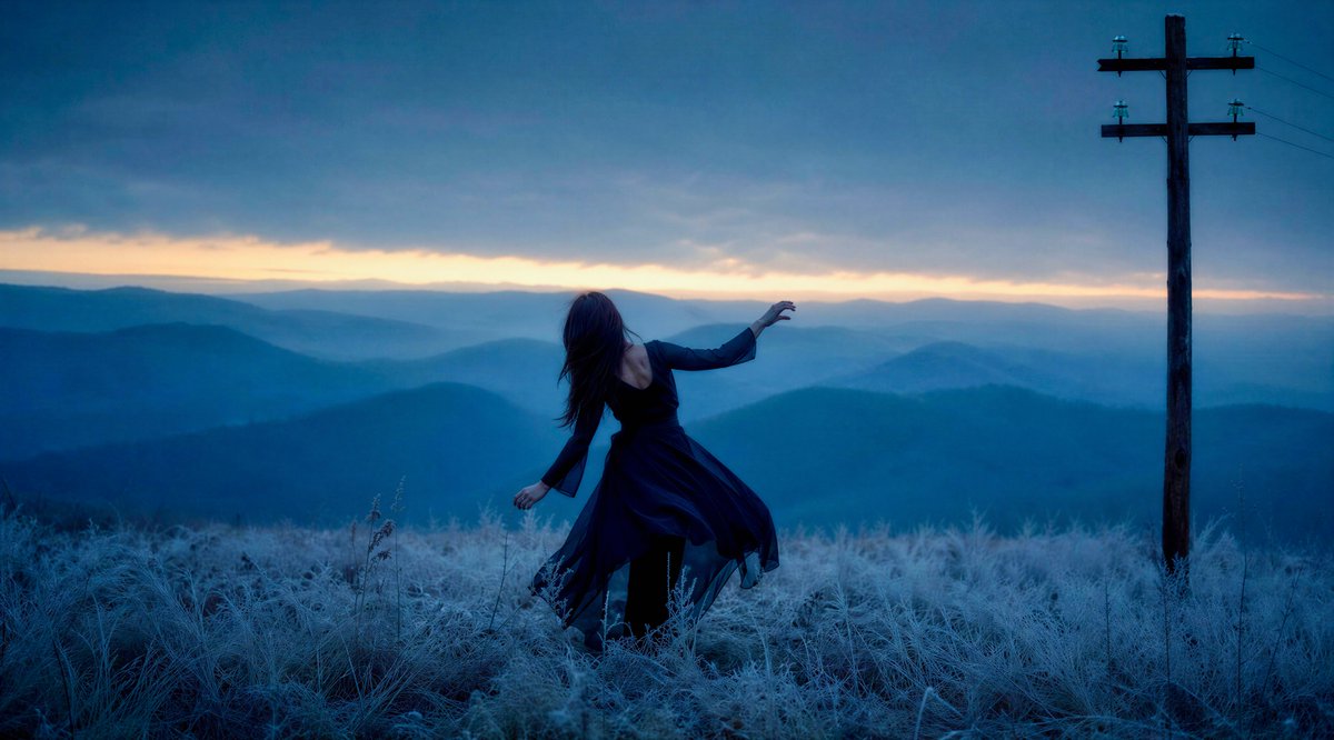Windblown Woman on Misty Mountain preview image