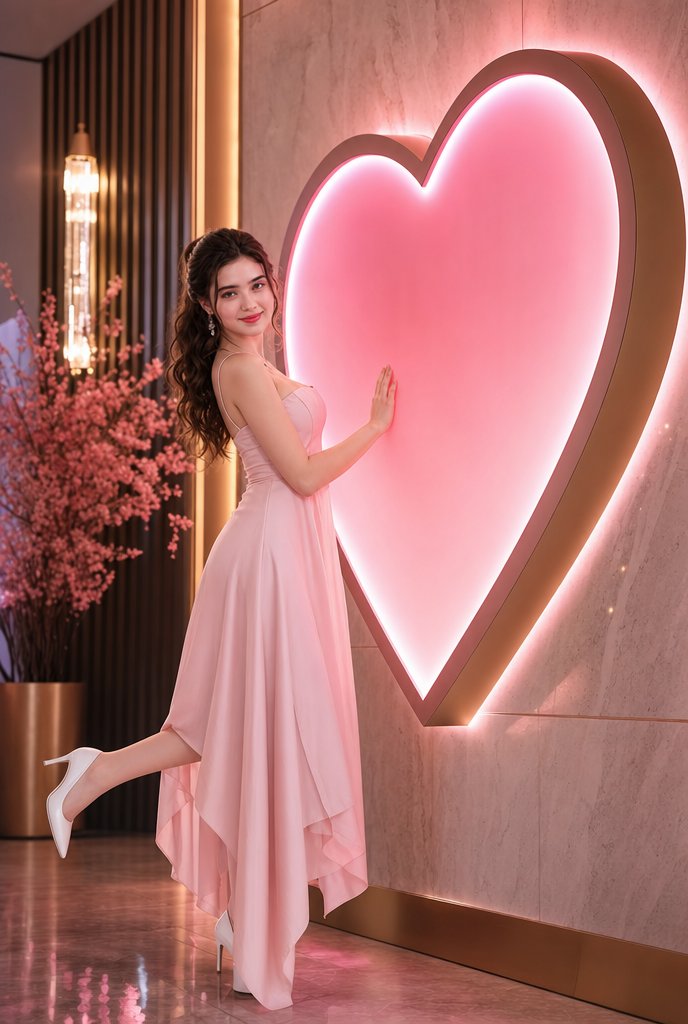 Romantic Pink Heart Fashion Portrait preview image