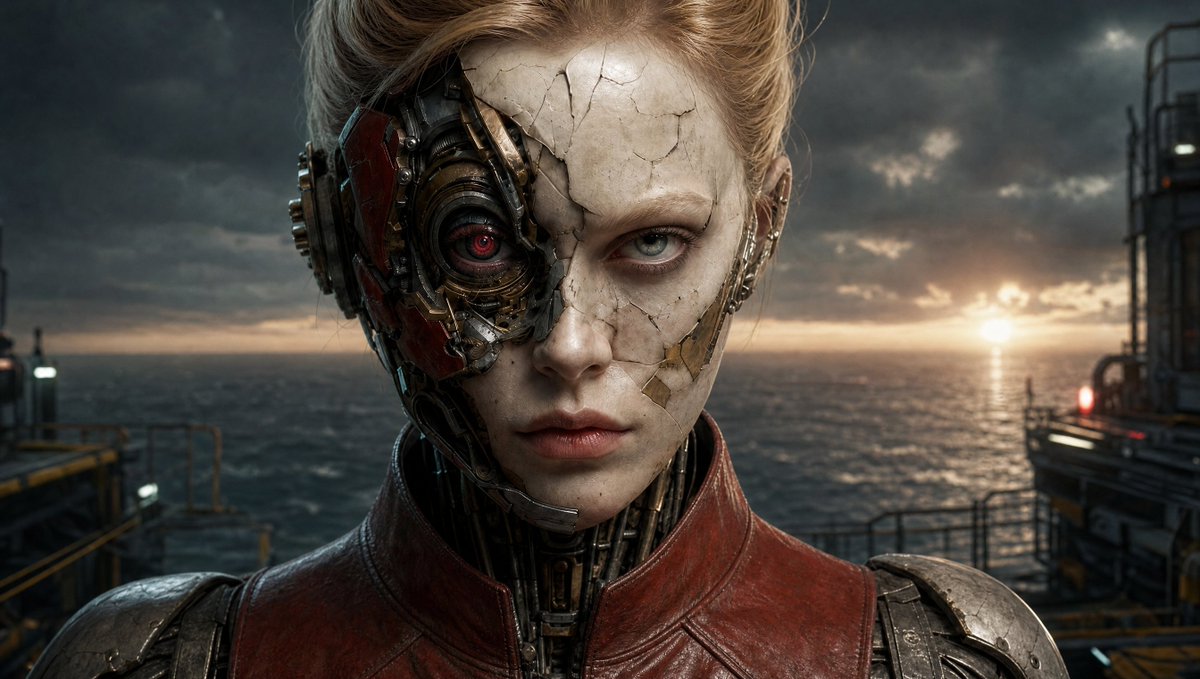 Censored Cyborg at Stormy Offshore Platform preview image