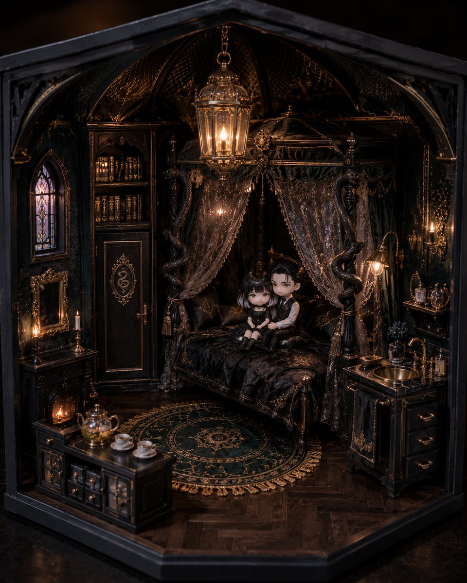 Gothic Miniature Dollhouse Bedroom preview image