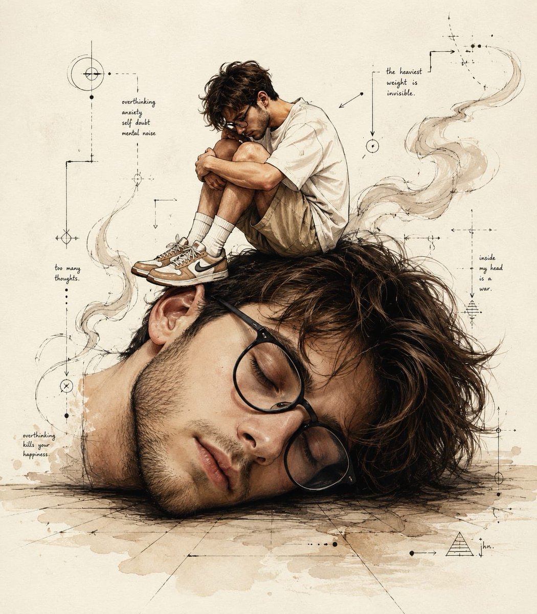 Surreal Conceptual Overthinking Illustration preview image