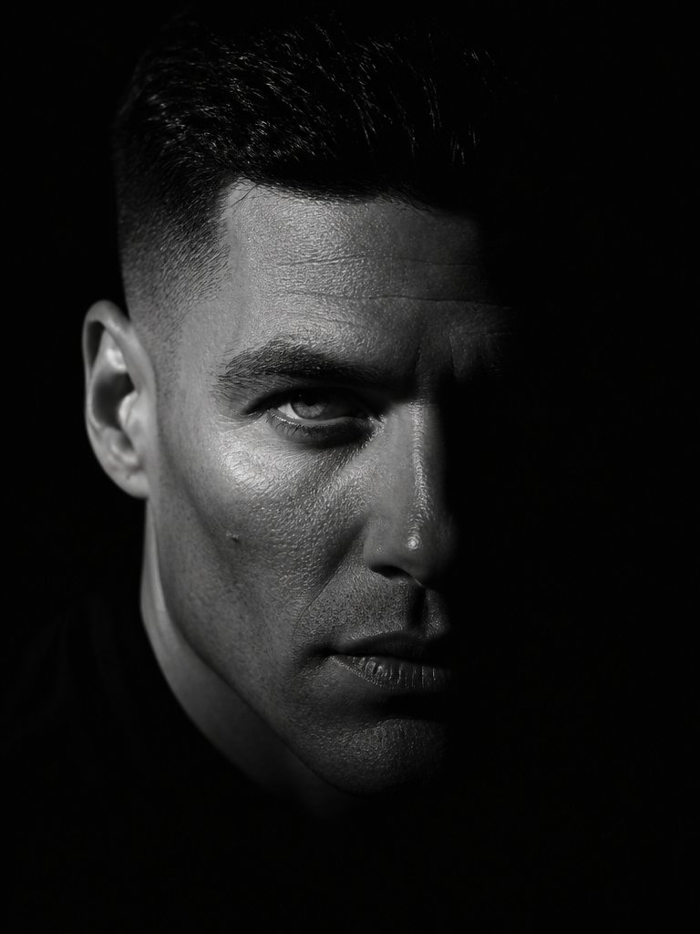 Dramatic Chiaroscuro Male Editorial Portrait preview image