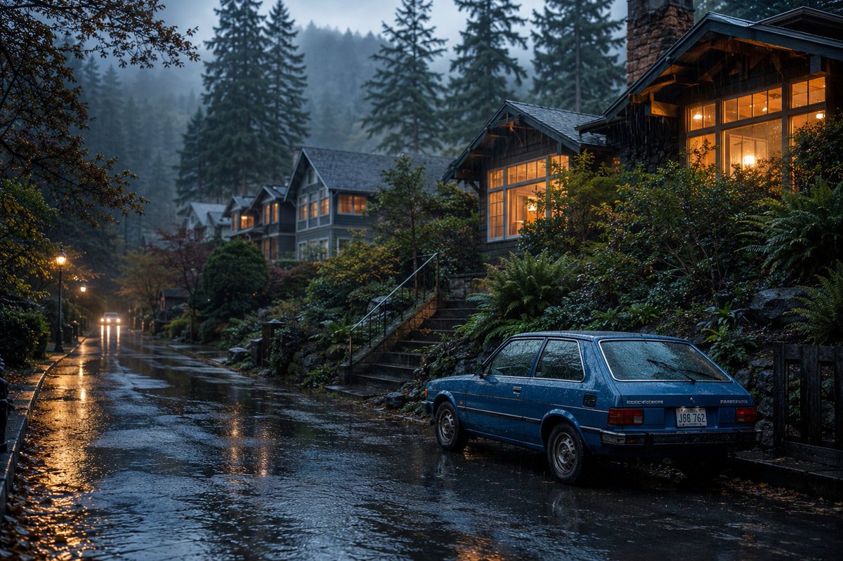 Cinematic Rainy Suburban Street preview image