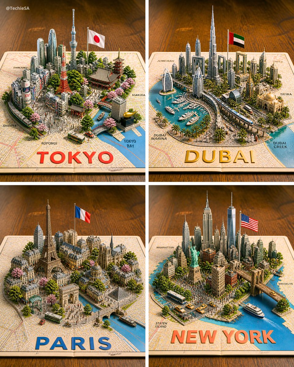 Four 3D Miniature City Maps preview image