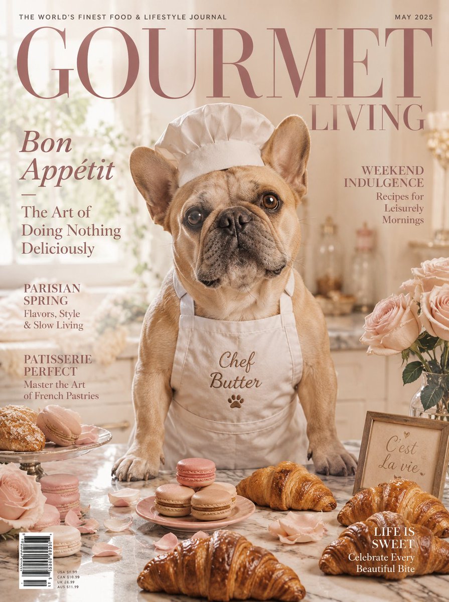 French Bulldog Pastry Chef Magazine Cover preview image