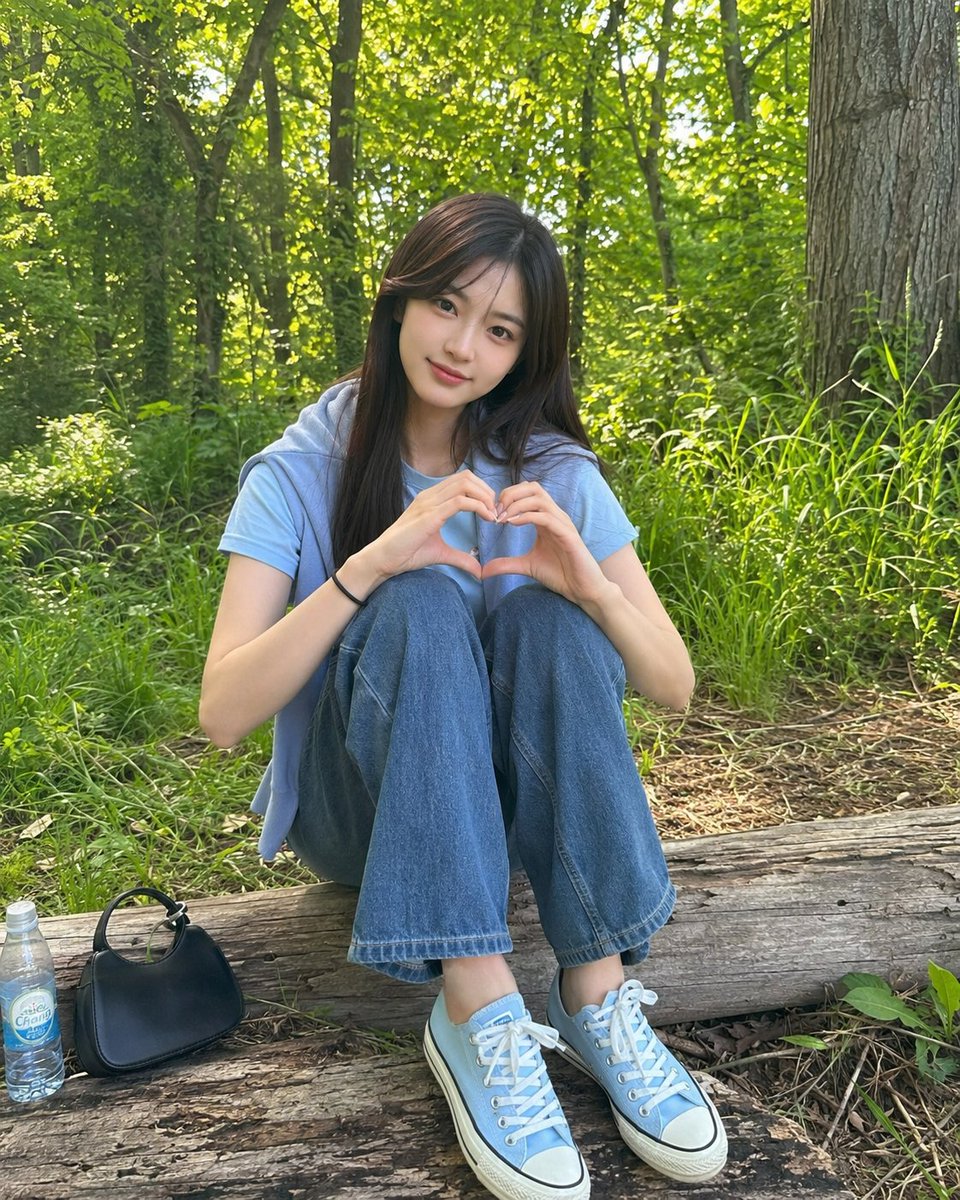 Summer Forest Portrait with Heart Gesture preview image