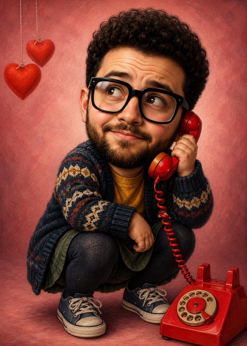 Red Thread Caricature Oil Painting preview image