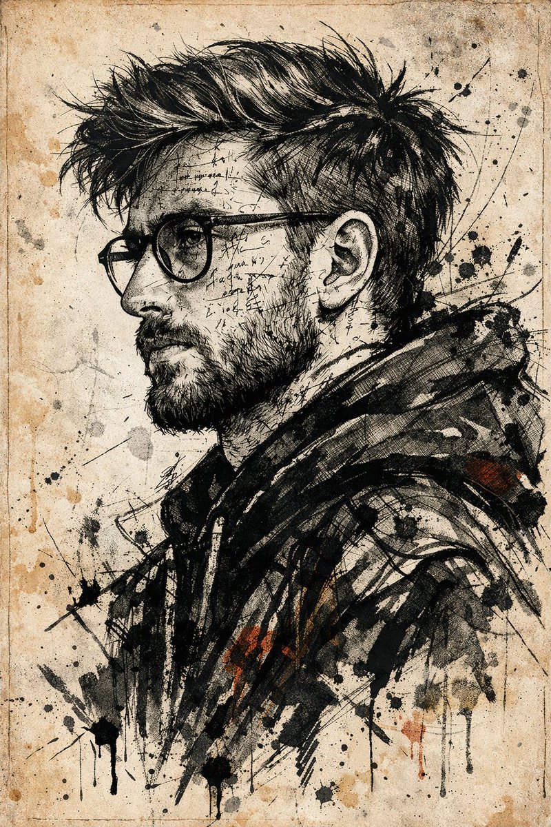 Expressive Ink Manuscript Portrait preview image