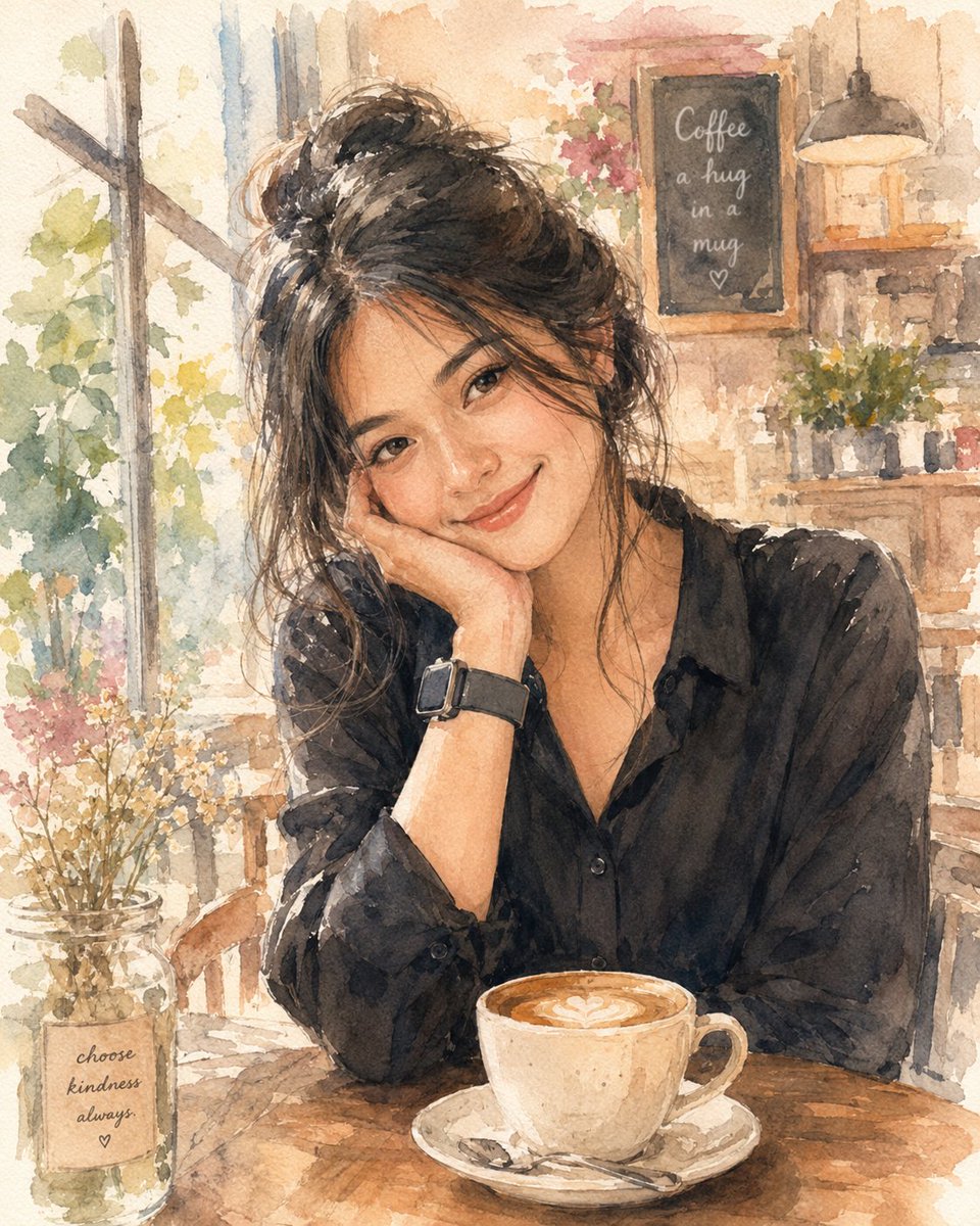Soft Watercolor Café Illustration preview image