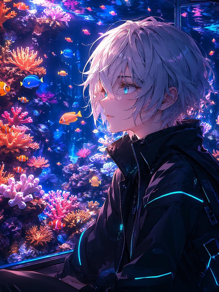 Cyberpunk Anime Aquarium Portrait preview image