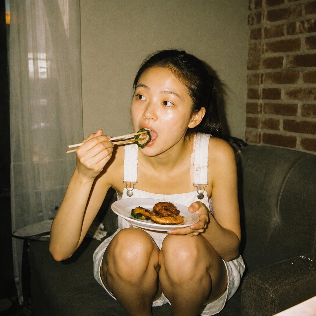 Candid Couch Dinner Flash Photo preview image