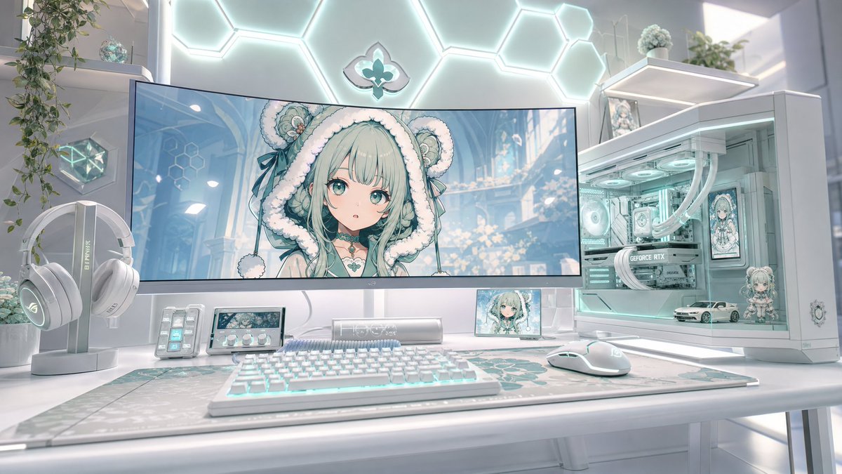 Pastel Anime Gaming Desk Setup preview image